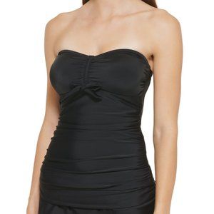 DKNY Bow Bandeau Tankini Top Black Size Medium